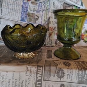 Vintage green glass ware